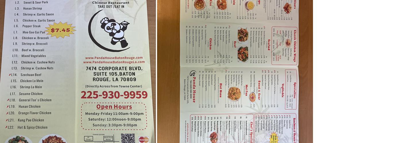Panda House Menu