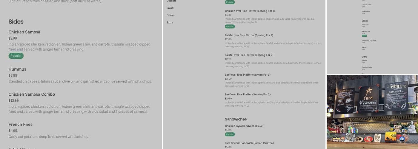 Tara Indian Fusion Cuisine Menu