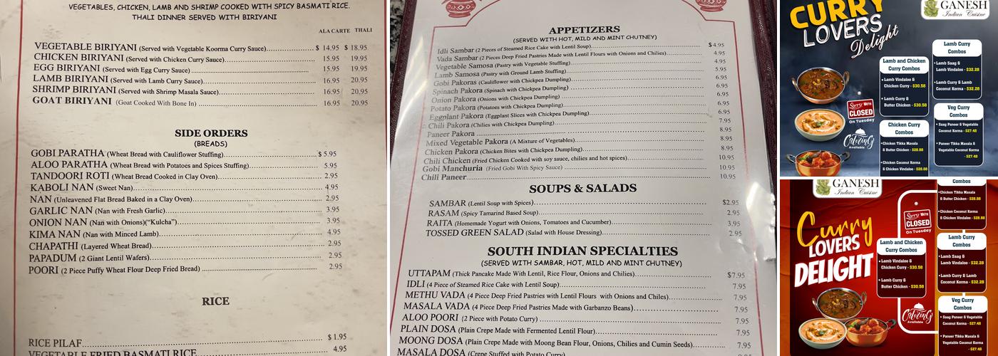 Ganesh Indian Cuisine Menu