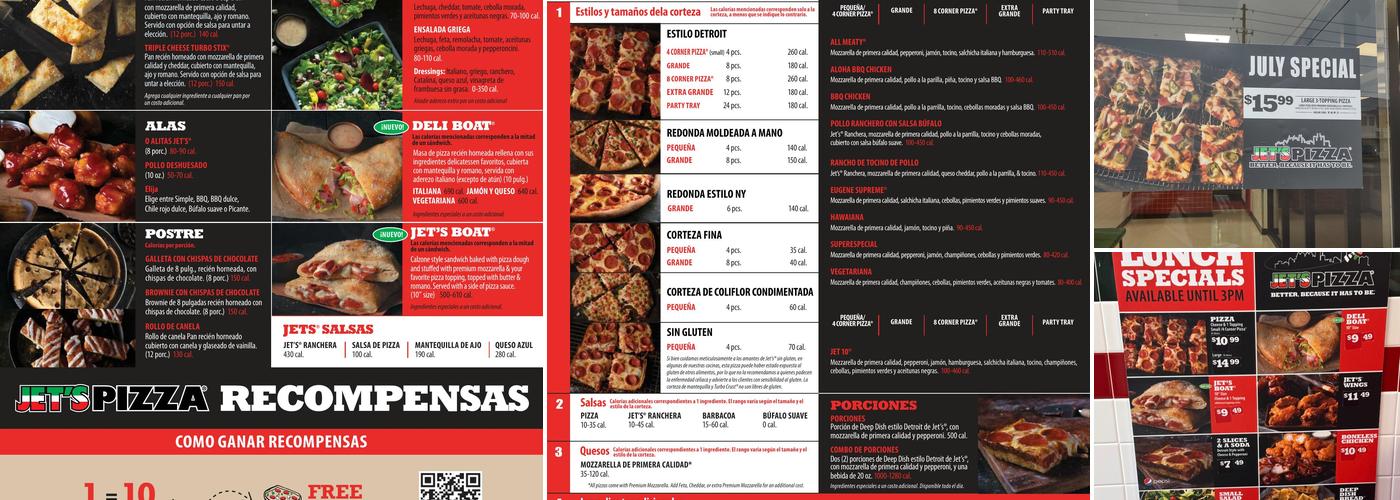 Jet's Pizza Menu