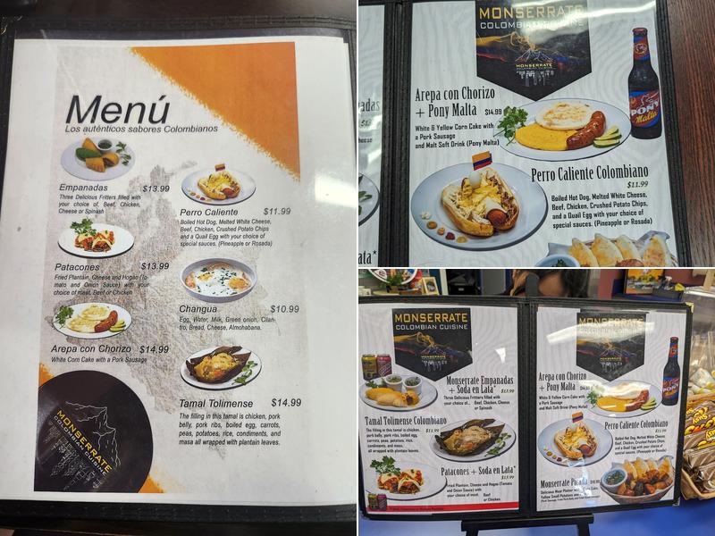 Monserrate Colombian Cuisine Menu
