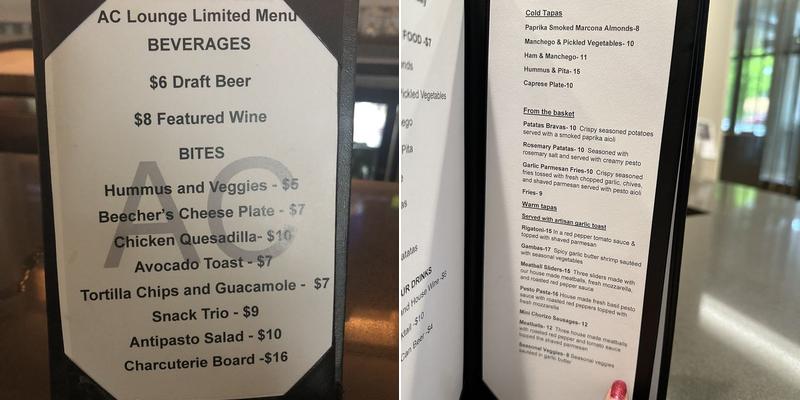 AC Lounge Menu