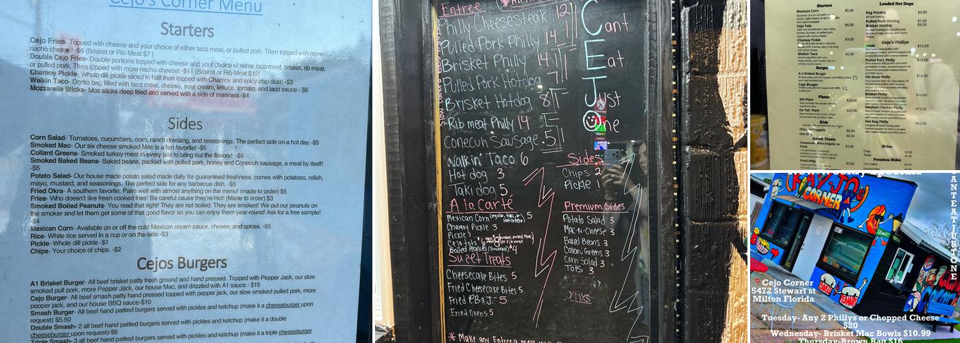 Cejo's Corner Menu