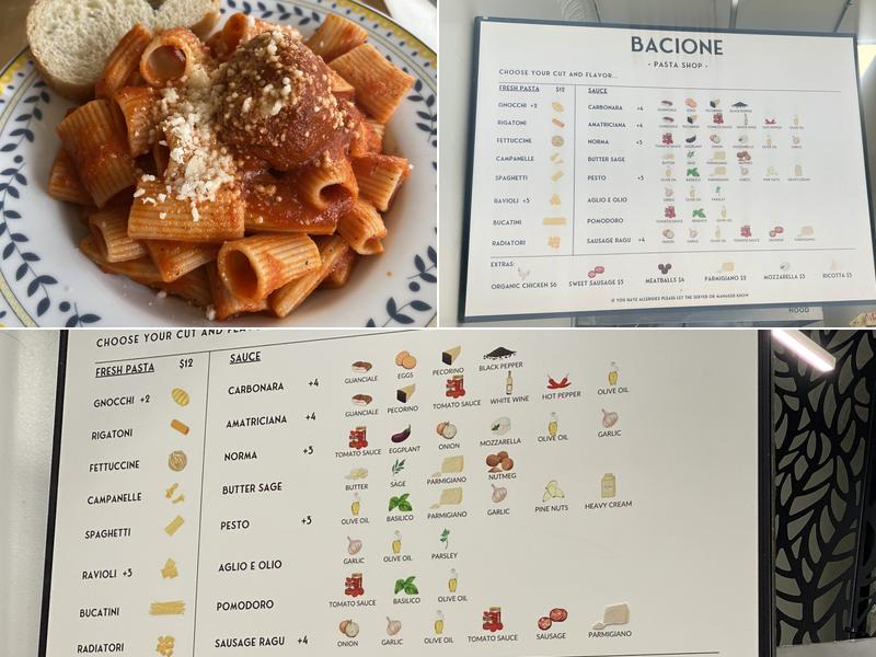 Bacione Pasta Shop Menu