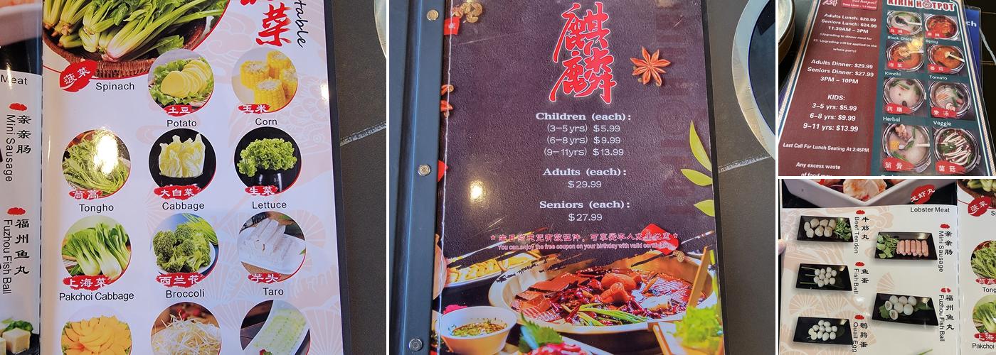 Kirin Hot Pot Menu