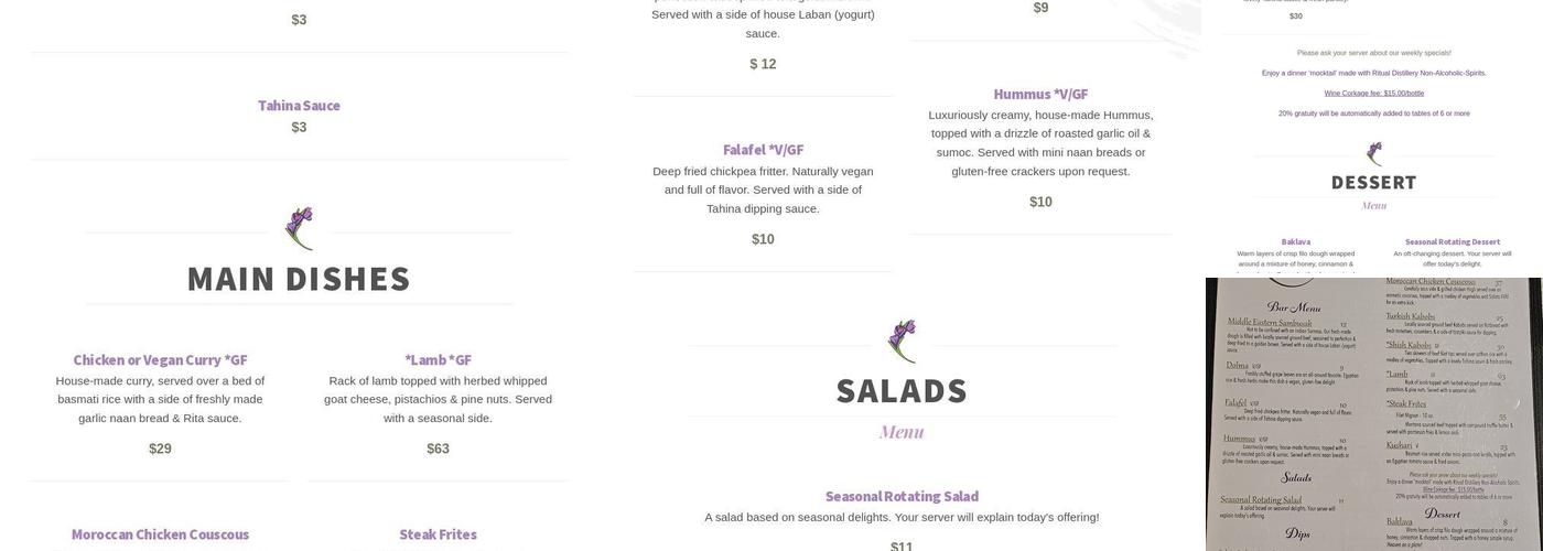 Saffron Menu