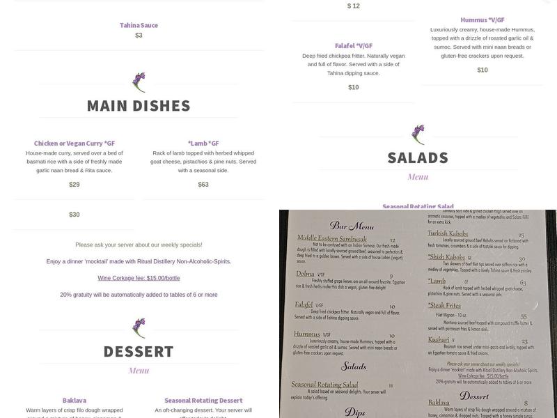 Saffron Menu