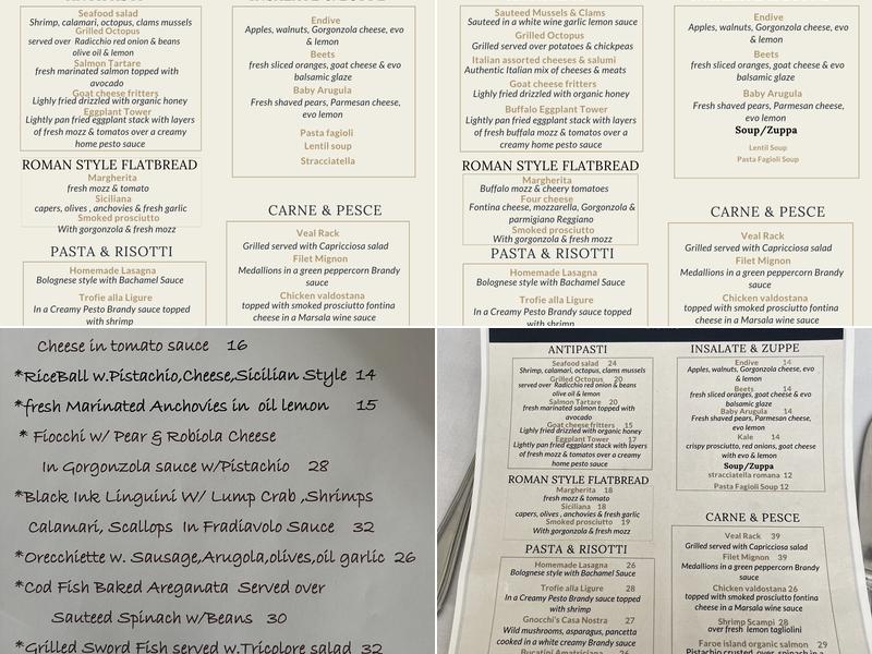 Casa Nostra Italian Bistro Menu