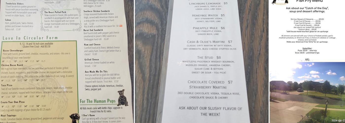 Cash & Olive's Pub Menu