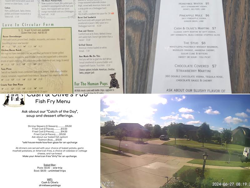 Cash & Olive's Pub Menu