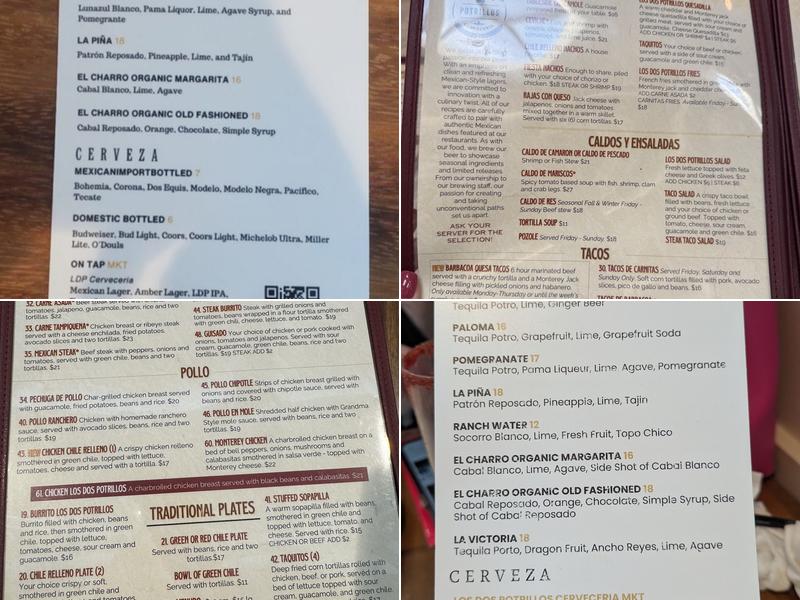 Los Dos Potrillos Menu
