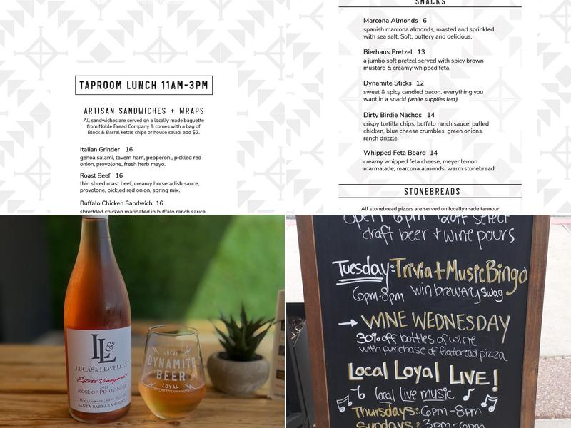 Dynamite Beer Co. Menu