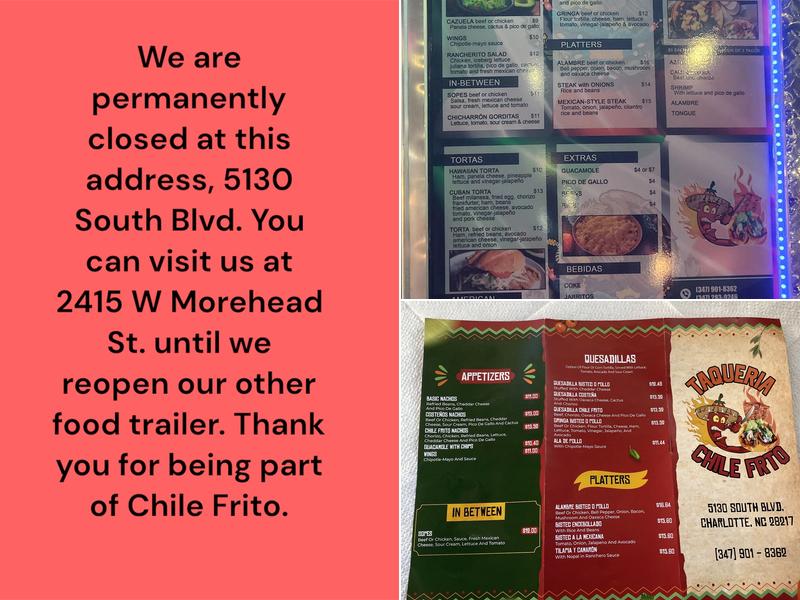 Taquería chile frito Menu