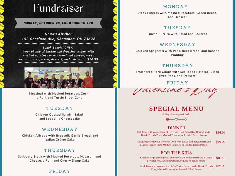 Nana’s Kitchen Menu