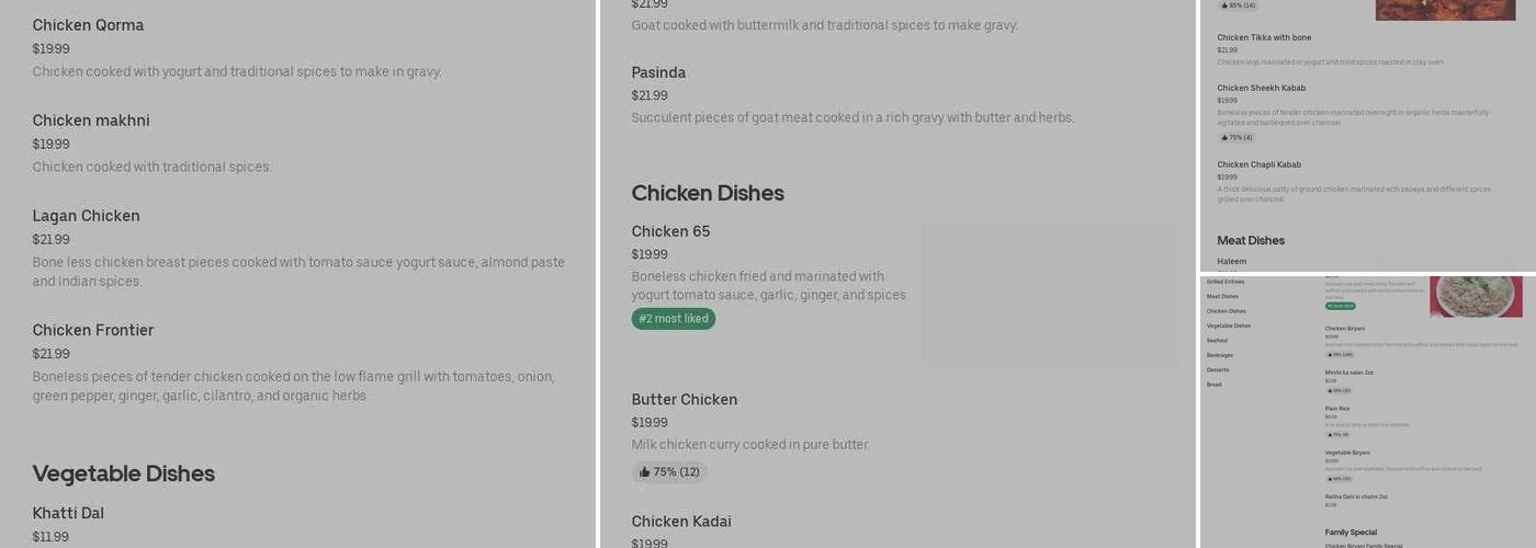 Hyderabad House Family Dining Menu