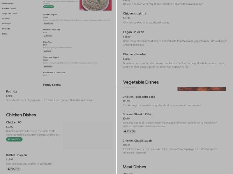 Hyderabad House Family Dining Menu