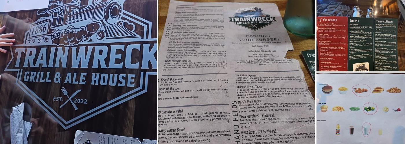 Trainwreck Grill & Ale House Menu