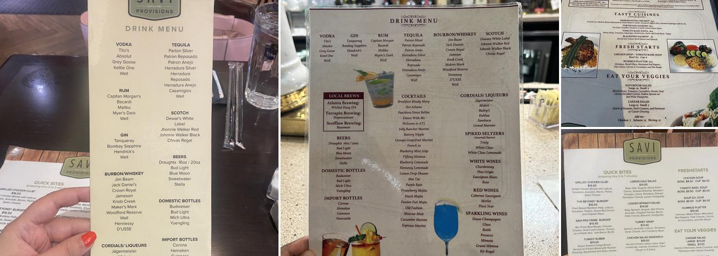 Savi Provisions Menu