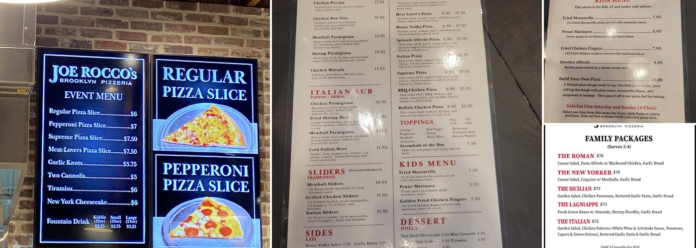 Joe Rocco's Brooklyn Pizzeria Menu