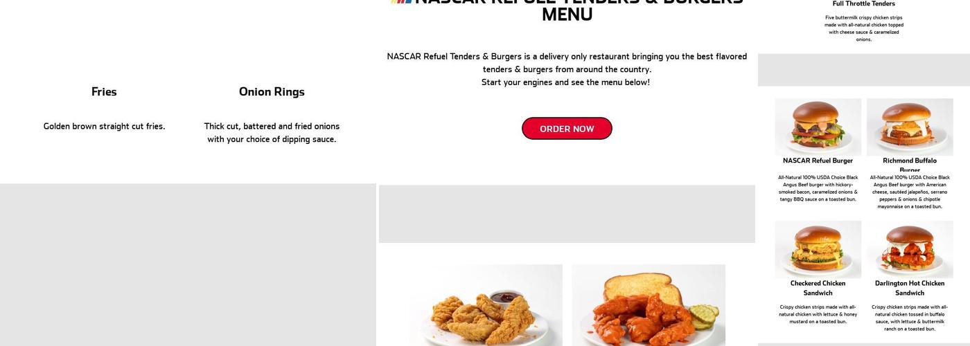 NASCAR Wings Menu