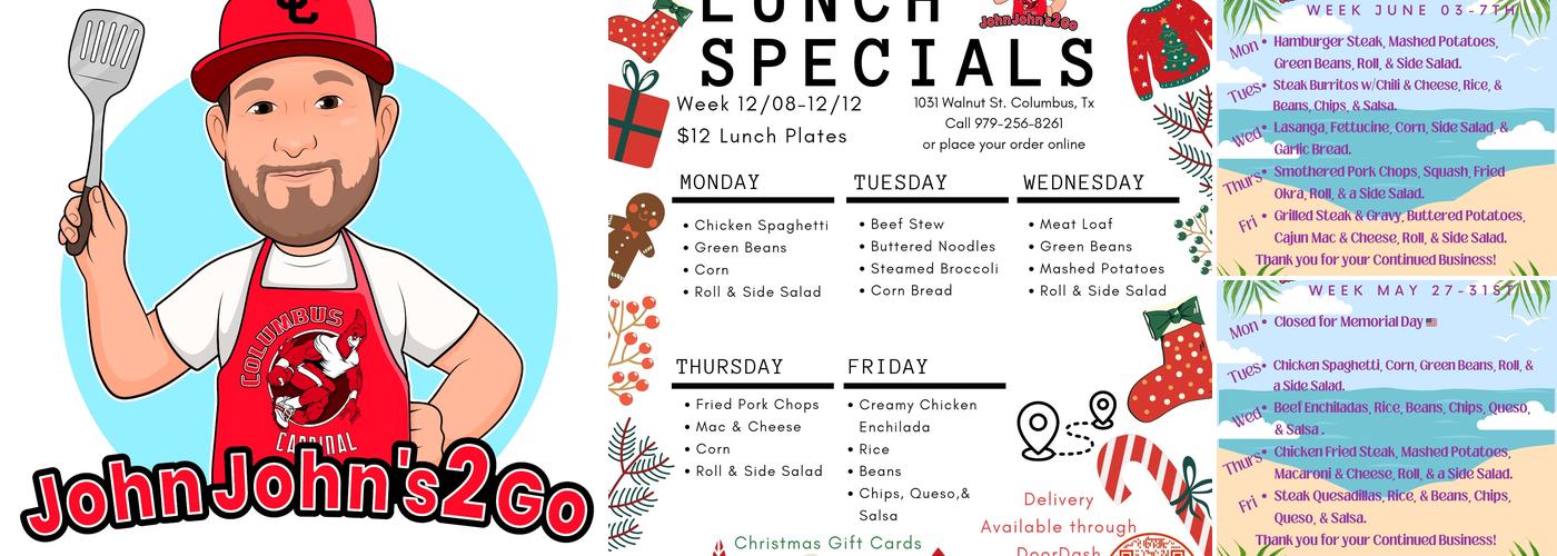 John John's 2 Go Menu