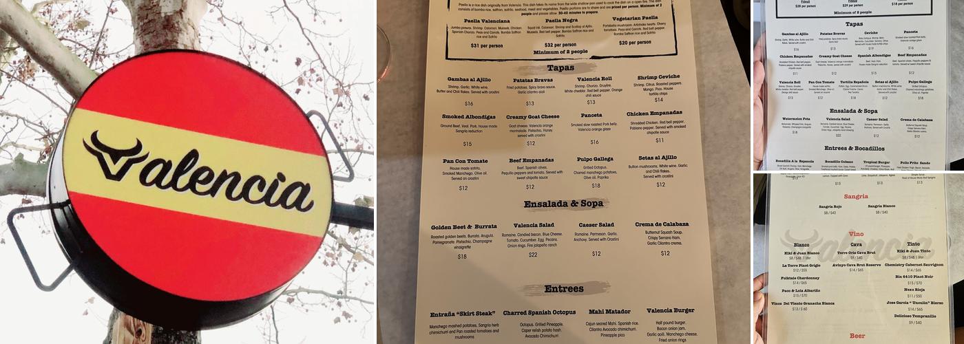 Valencia Menu