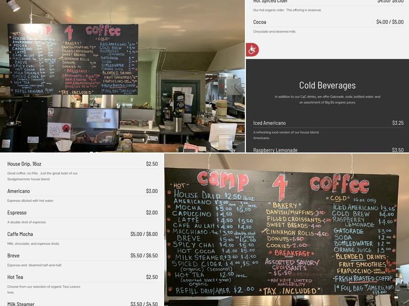 Camp4Coffee CBSouth Menu