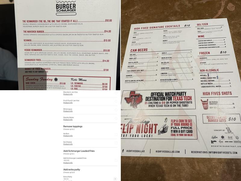 Burger Schmurger Menu