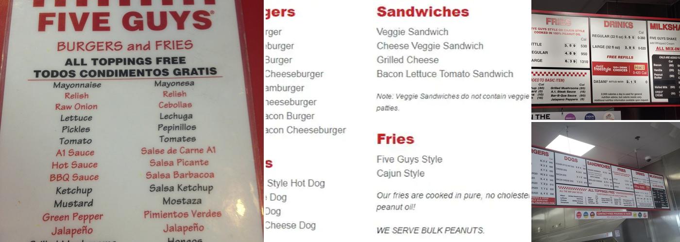 Five Guys Menu