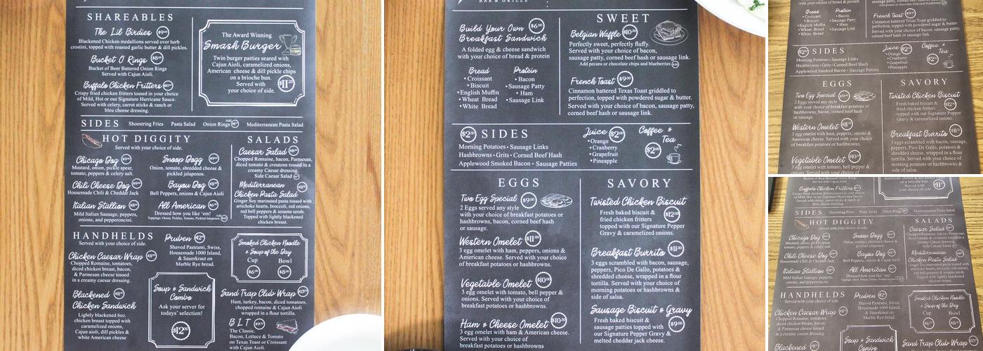 SandTrap Bar & Grille Menu