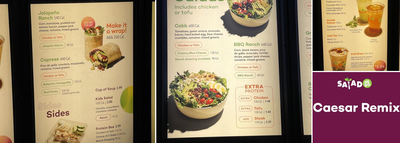 Salad and Go Menu