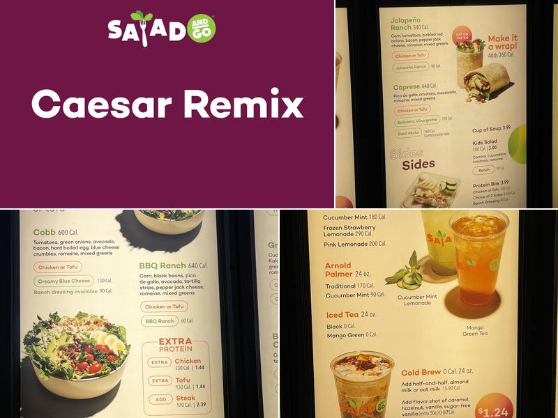 Salad and Go Menu