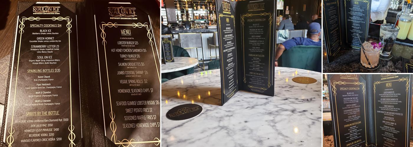 Soul on Ice Detroit Drinking Den Menu