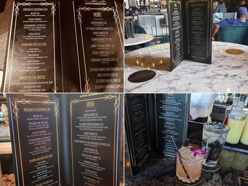 Soul on Ice Detroit Drinking Den Menu