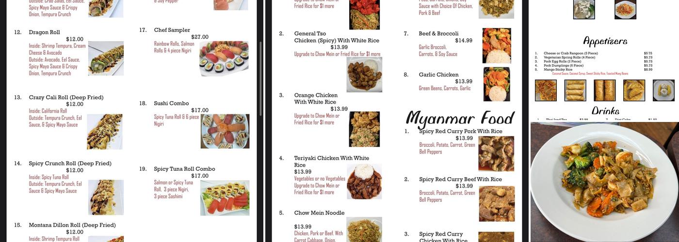 Asian Mix LLC Menu