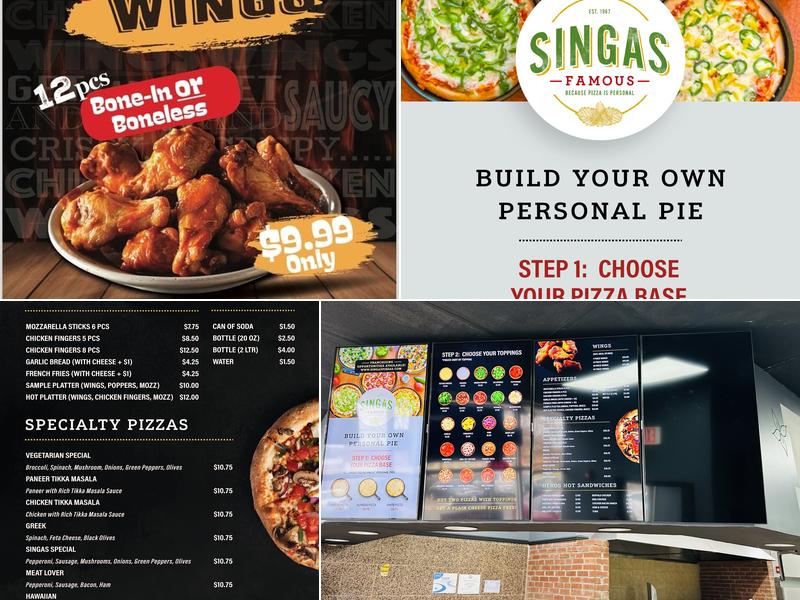 Singas Famous Pizza Menu