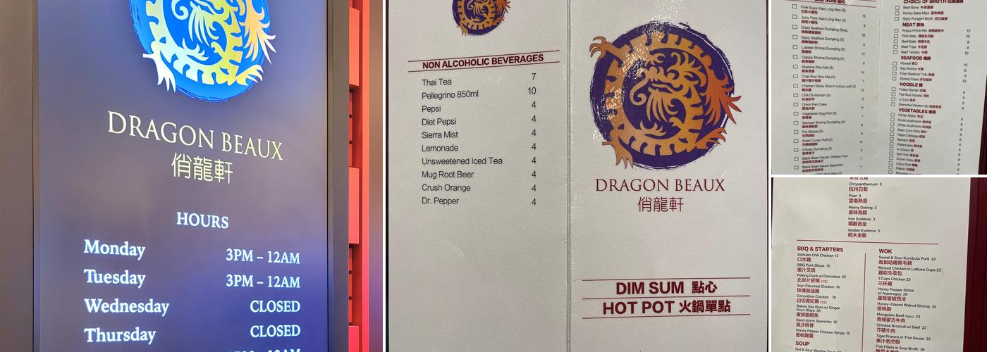 Dragon Beaux Menu