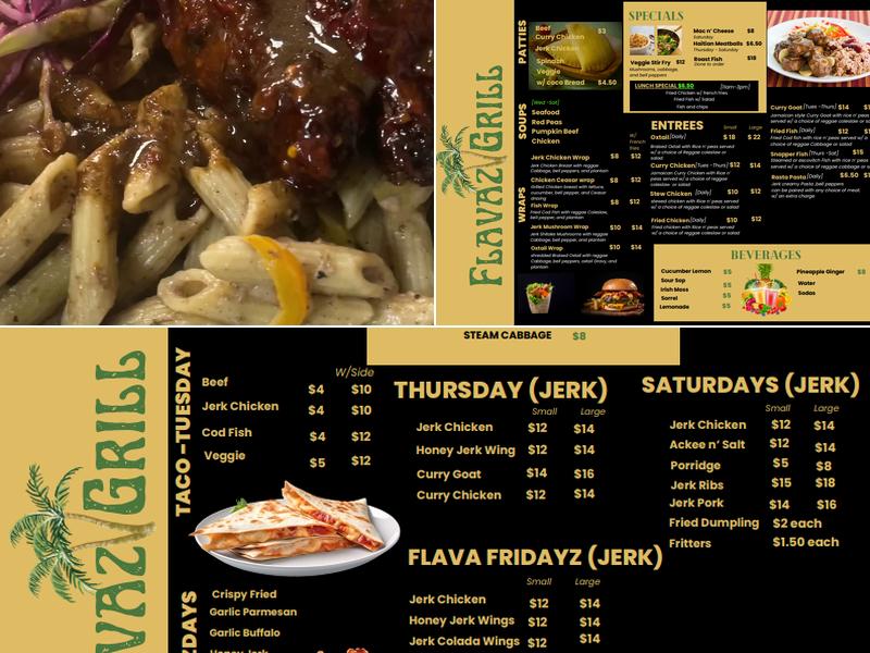 Flavaz Grill Menu