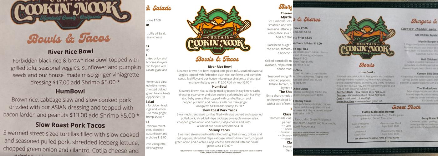 Curtain Cookin' Nook Menu