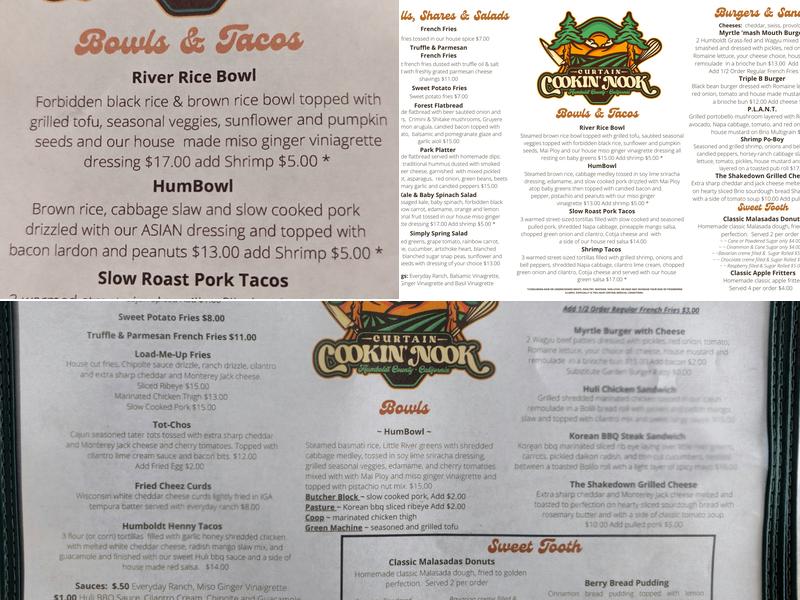 Curtain Cookin' Nook Menu