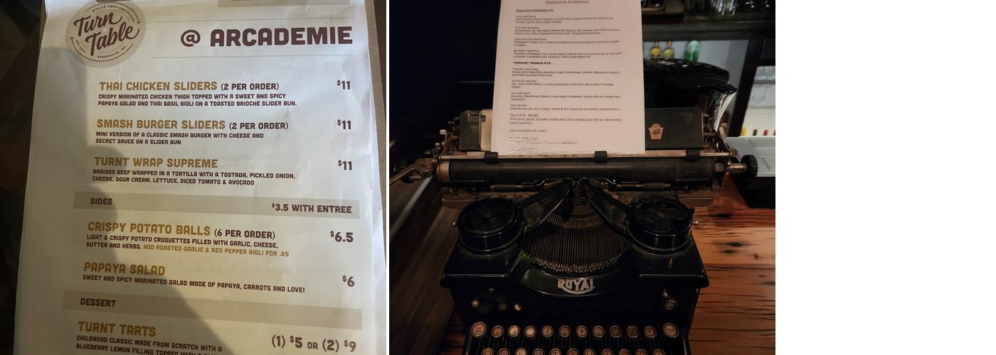 Arcademie Menu