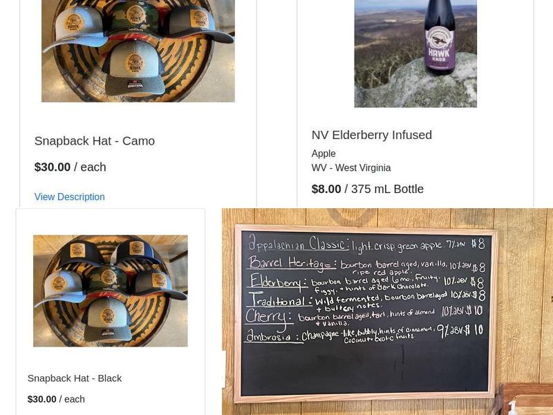 Hawk Knob Appalachian Hard Cider Menu