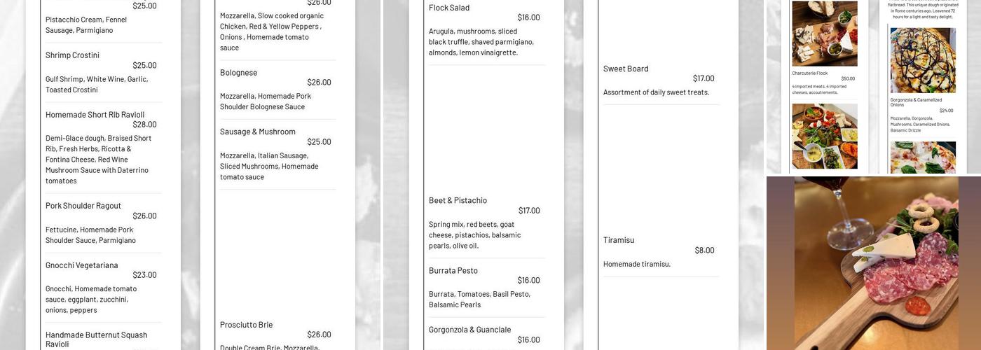 Flock Wine Bistro Menu