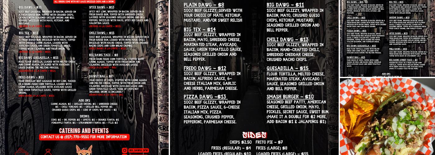 Big Dawgs Hot Dog Co. Menu