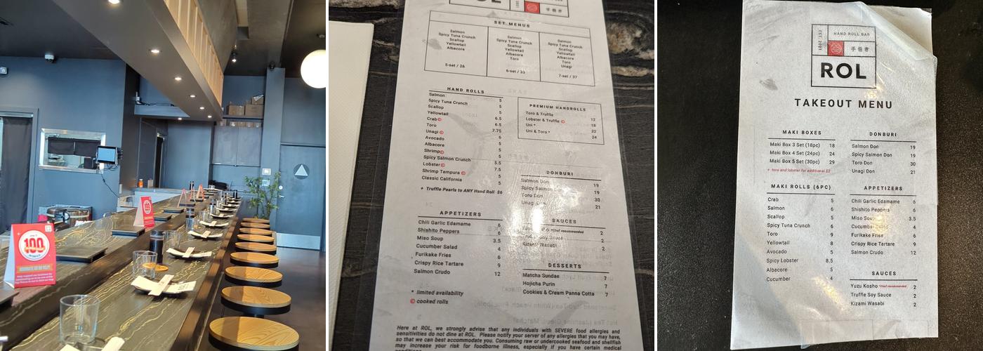 ROL Hand Roll Bar Menu