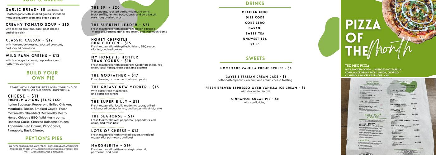Peytons Pie Company - Gainesville Menu