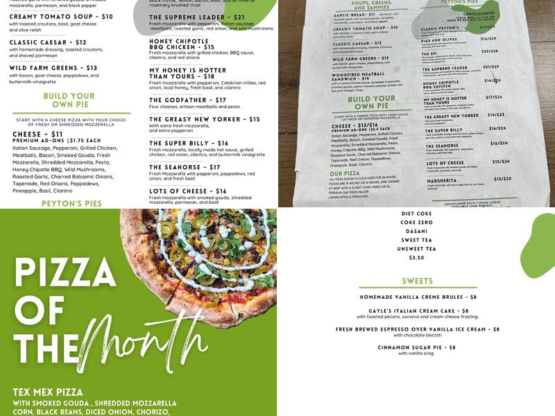 Peytons Pie Company - Gainesville Menu