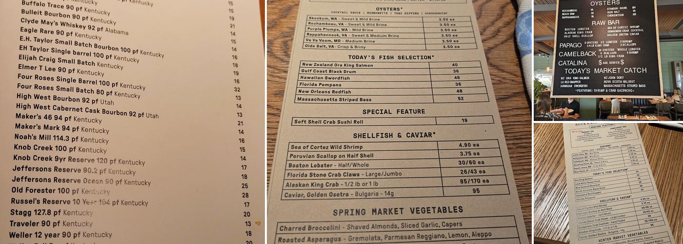 Buck & Rider Gilbert Menu