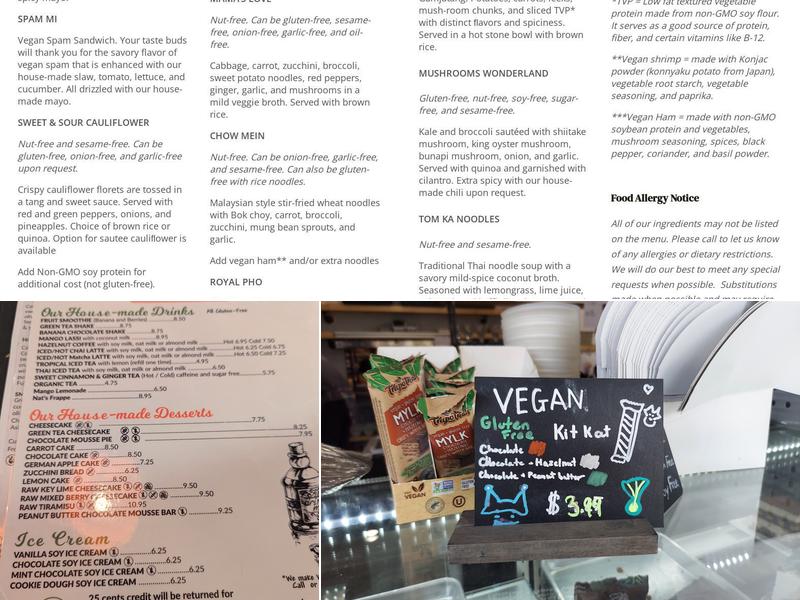 Alice & Friends at the Glen Menu