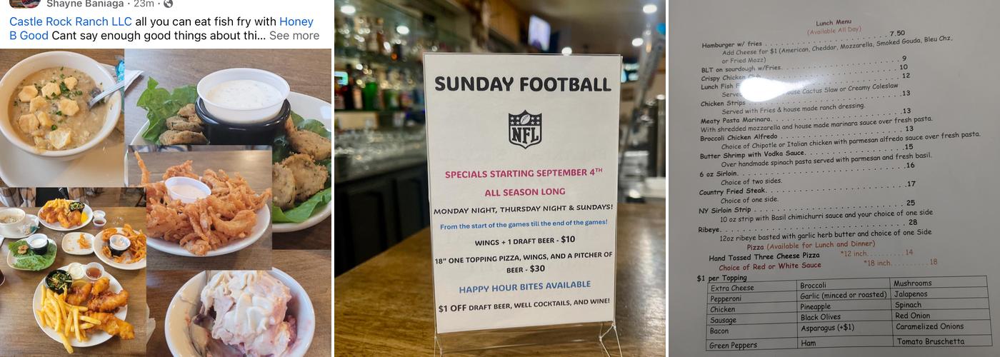 Castle Rock Bar & Grill Menu